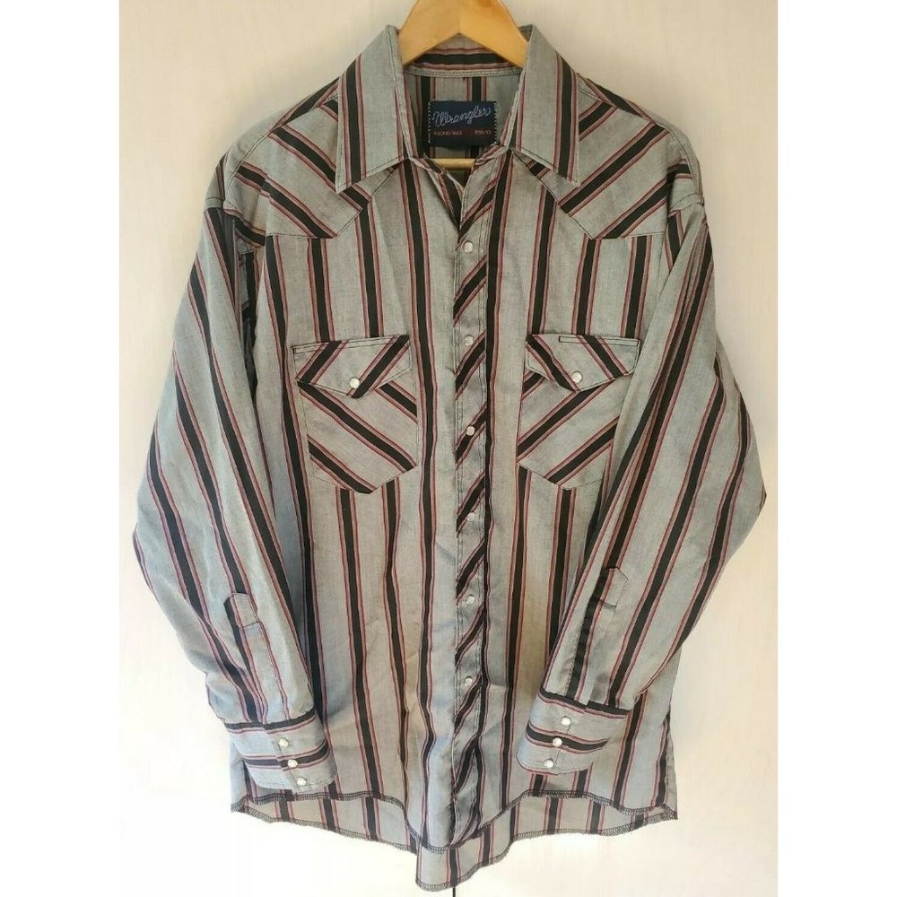 Vintage Wrangler X-Long Tails Men's Western Rockabilly Pearl Snap Long Sleeve
